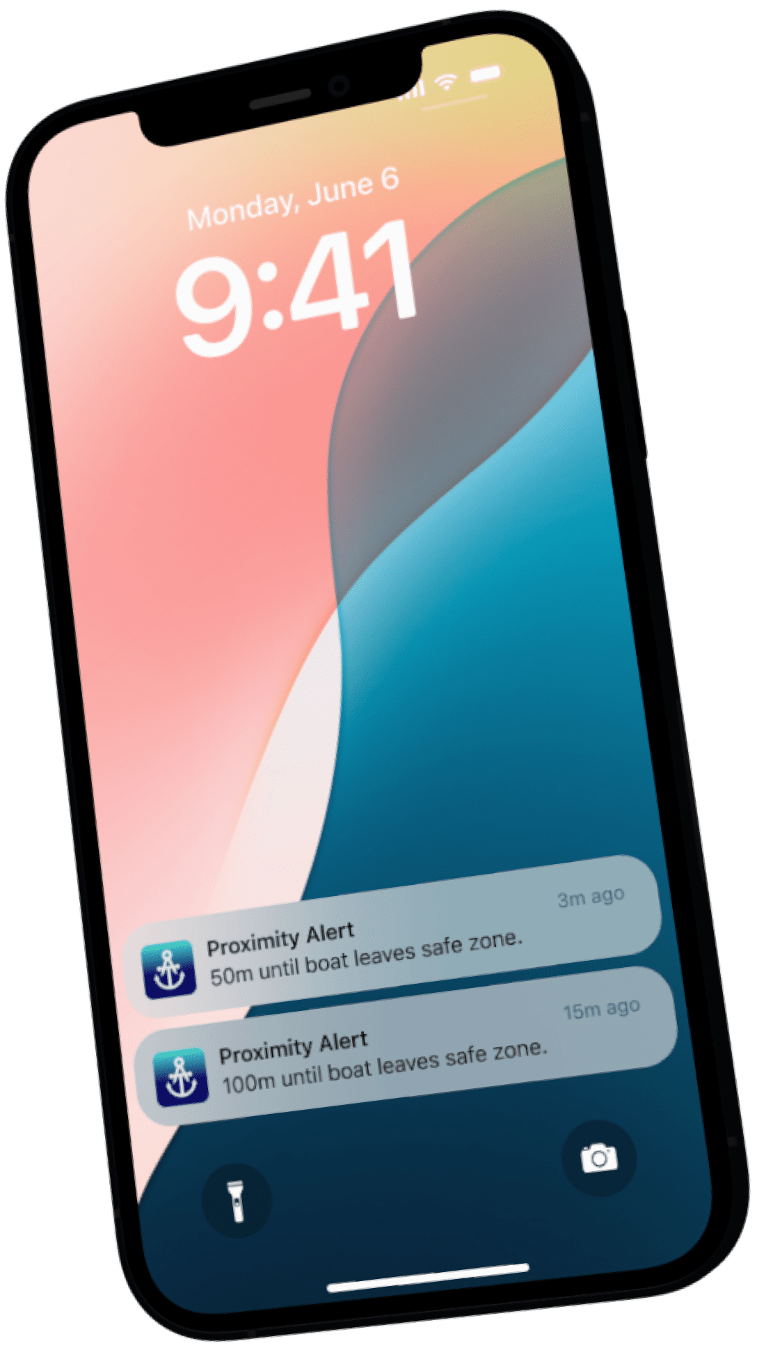 A mock-up of the phone displaying the Anchorly App